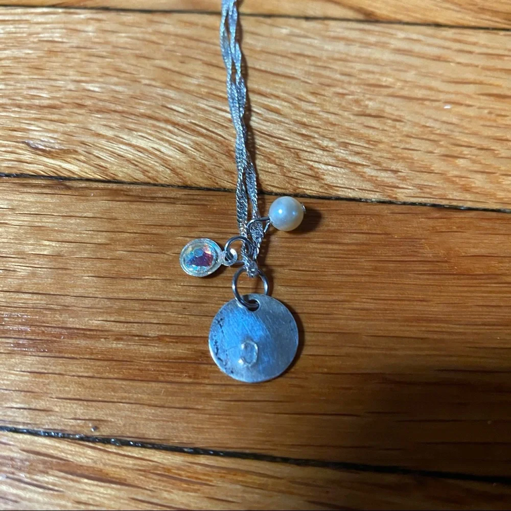 Monogram “C” Necklace, Vintage, Bead Accents